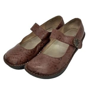Alegria women's brown embossed floral Mary Jane shoe, 10.5